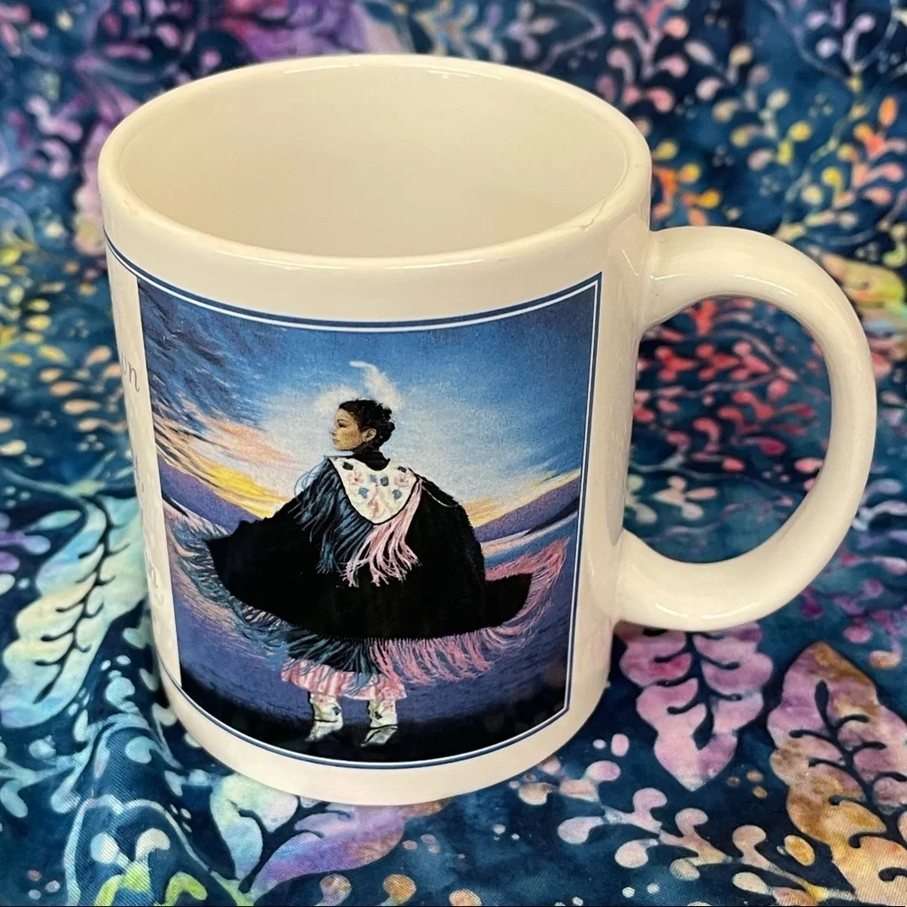 Two Vintage 90's Leanin’ Tree Native American Coffee mugs